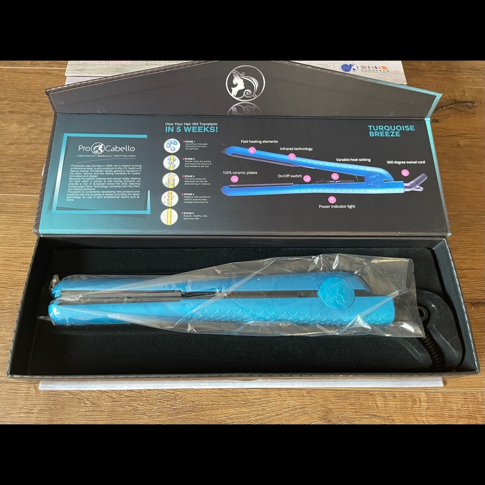 One Left! PROCABELLO-NWT/Box Flat Iron-BLUE